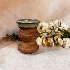 70s Stoneware Candlestick Signed‎